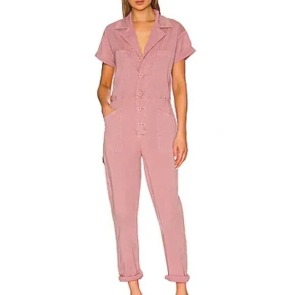 Pistola Pink Pantsuit Grover Short Sleeve Field Utility Jumpsuit Ash Rose M